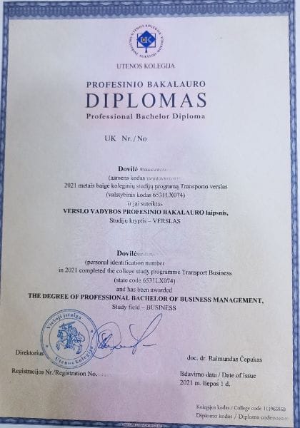 Dovilė diplomas 1