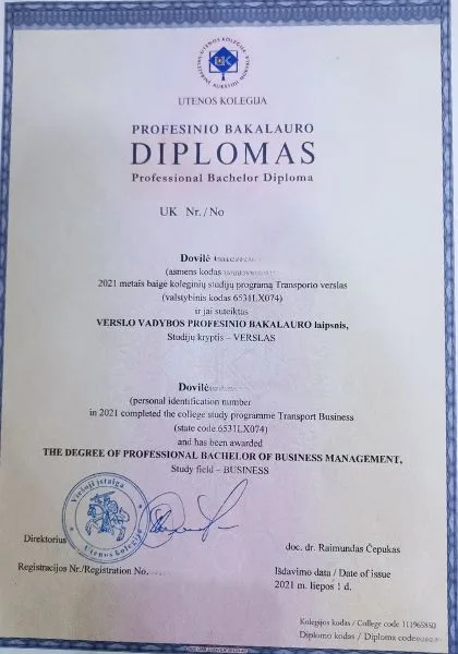 Dovilė diplomas 1